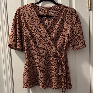 Leopard Print Wrap Top